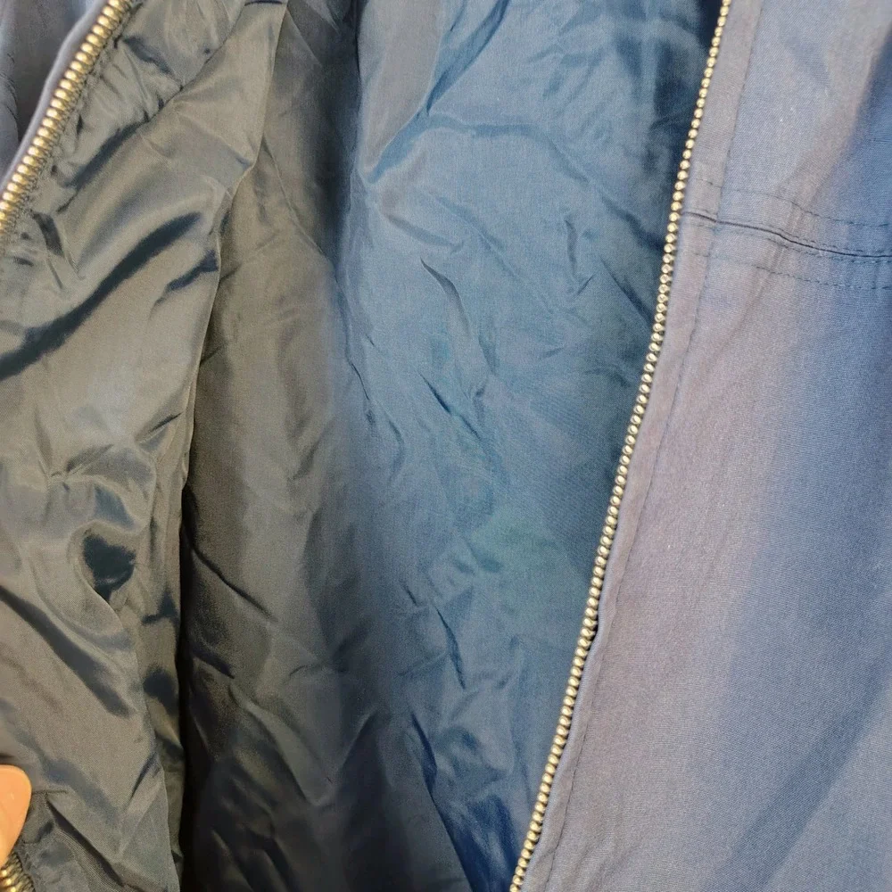 Vintage Sears Outerwear Navy Blue Bomber Jacket‎ Windbreaker Mens XL Tall Zip Up
